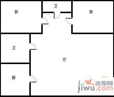 城建梦翔之家B区2室2厅1卫101㎡户型图