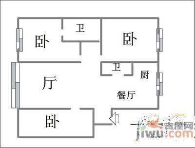 城建梦翔之家B区2室2厅1卫101㎡户型图