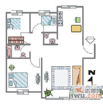 城建梦翔之家B区2室2厅1卫101㎡户型图