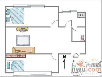 建大一小区2室1厅1卫83㎡户型图