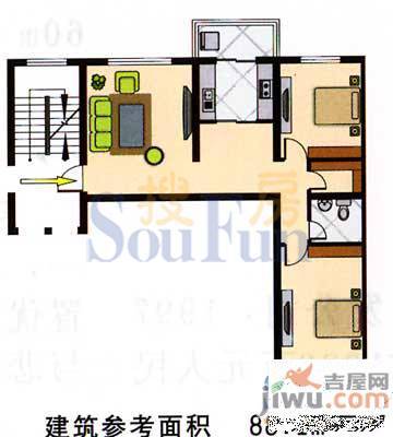 和皇家园2室2厅1卫102.4㎡户型图