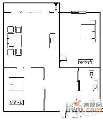 今日阳光C区2室1厅1卫58㎡户型图