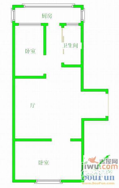 今日阳光C区2室1厅1卫58㎡户型图