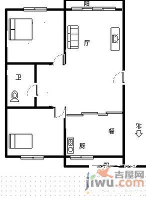 东环时代花园2室1厅1卫87㎡户型图