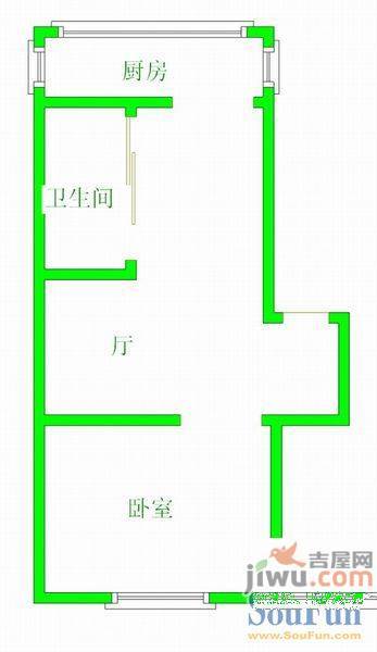 今日阳光B区1室1厅1卫64㎡户型图