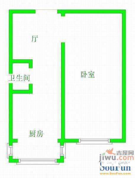 永善小区1室1厅1卫36㎡户型图