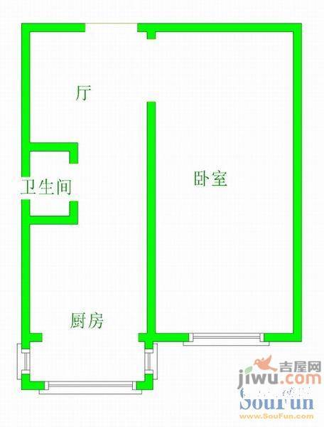 永善小区1室1厅1卫36㎡户型图