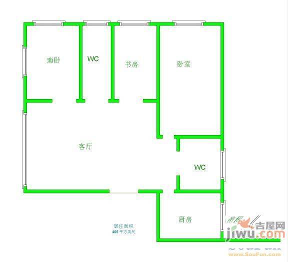 东环国际3室2厅2卫127㎡户型图