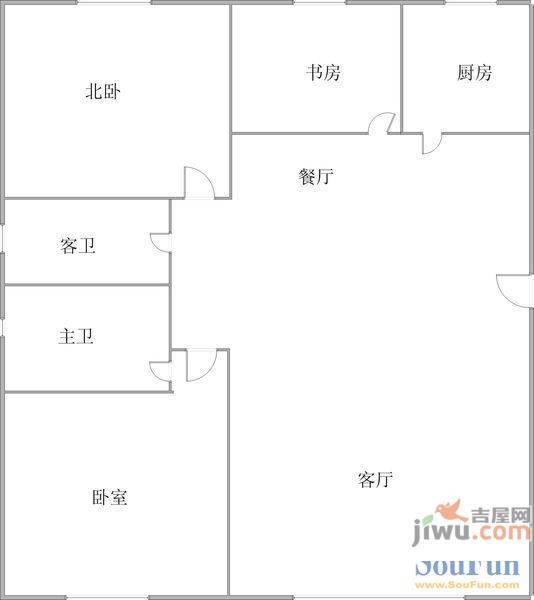 东环国际3室2厅2卫127㎡户型图