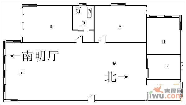 东环国际3室2厅2卫127㎡户型图