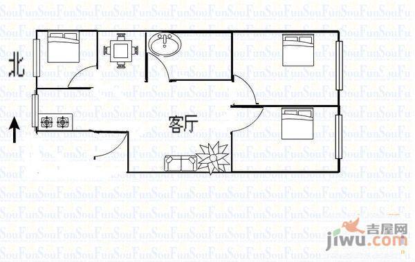 家富小区2室1厅1卫99㎡户型图
