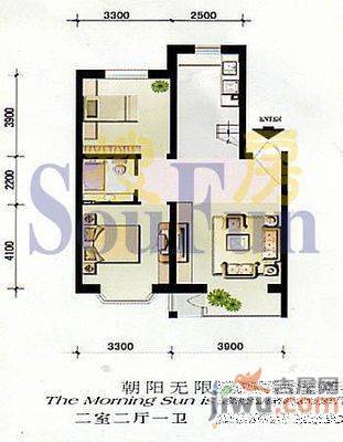 天时嘉园2室2厅1卫90㎡户型图