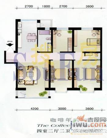 天时嘉园2室2厅1卫90㎡户型图