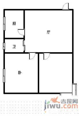 建大四小区1室1厅1卫47㎡户型图