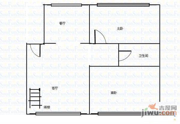 建大四小区1室1厅1卫47㎡户型图