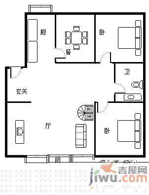 建大四小区1室1厅1卫47㎡户型图