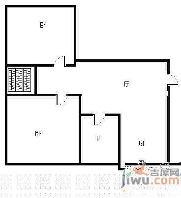 建大四小区1室1厅1卫47㎡户型图