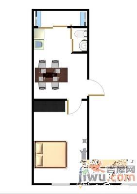 建大四小区1室1厅1卫47㎡户型图