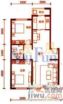 东环雅居花园2室2厅1卫70.4㎡户型图