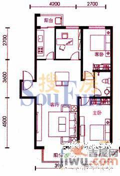 东环雅居花园2室2厅1卫70.4㎡户型图