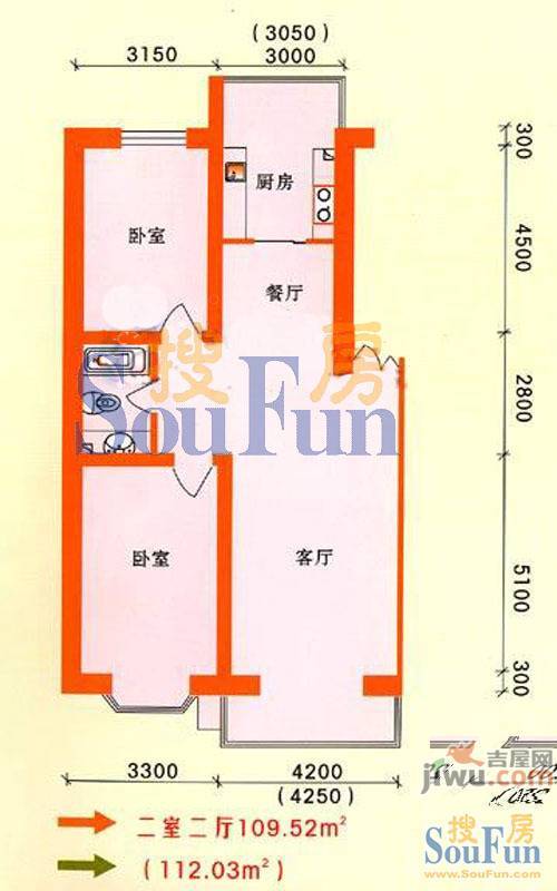 鑫丰雅苑2室2厅0卫109.8㎡户型图