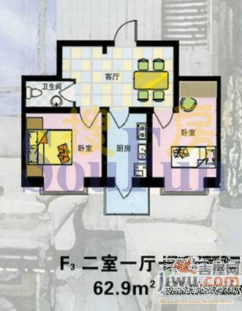 易居园2室1厅1卫75.3㎡户型图