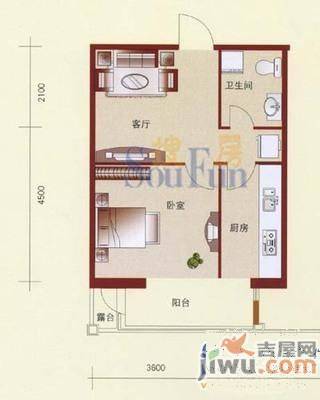 春江花月C区1室1厅1卫42㎡户型图