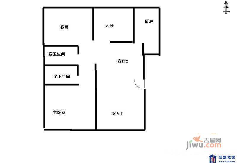 正洪花园2室2厅1卫106㎡户型图