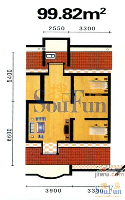 鸿雁家园3室2厅2卫120.7㎡户型图