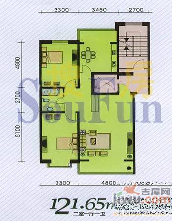 昊辰苑2室1厅1卫75.9㎡户型图