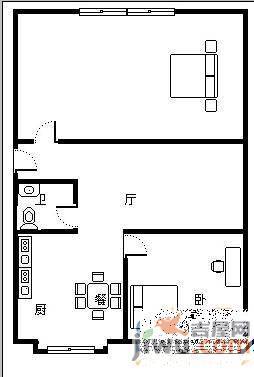 重工新村2室1厅1卫52㎡户型图