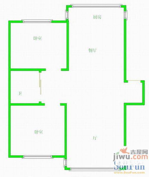 卫工佳苑2室1厅1卫户型图