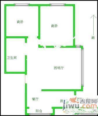 博润文仕2室2厅1卫99㎡户型图