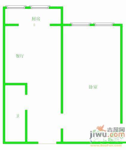 滑翔四小区2室1厅1卫62㎡户型图