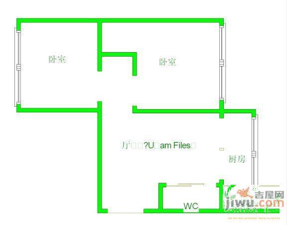 滑翔四小区2室1厅1卫62㎡户型图