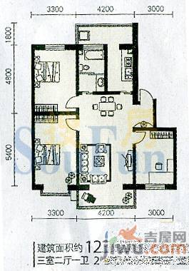 月光橙3室2厅1卫123.9㎡户型图