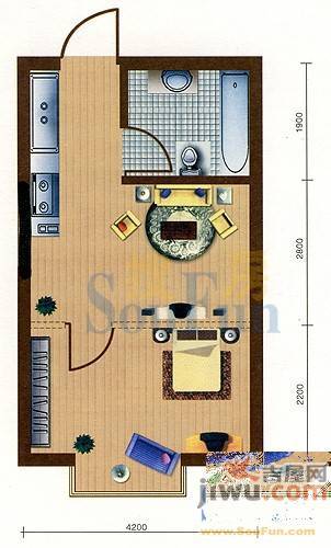 枫景名城1室1厅1卫37.5㎡户型图