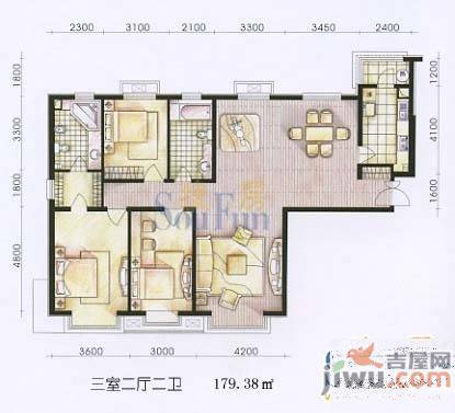 新世界花园澔景华庭2室2厅1卫户型图