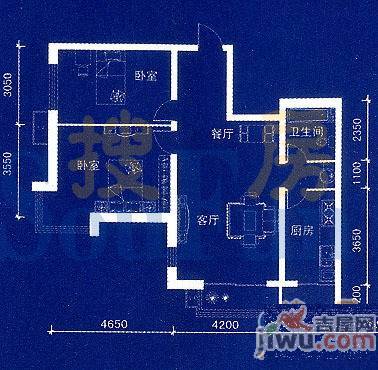 丽阳馨苑2室2厅1卫107㎡户型图