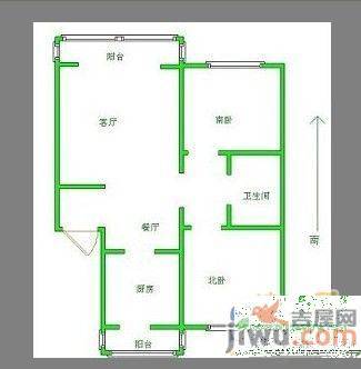 三洞桥小区2室1厅1卫53㎡户型图