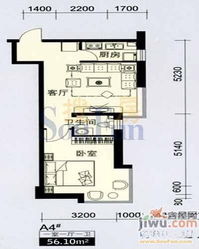 风华时代2室2厅1卫87.8㎡户型图