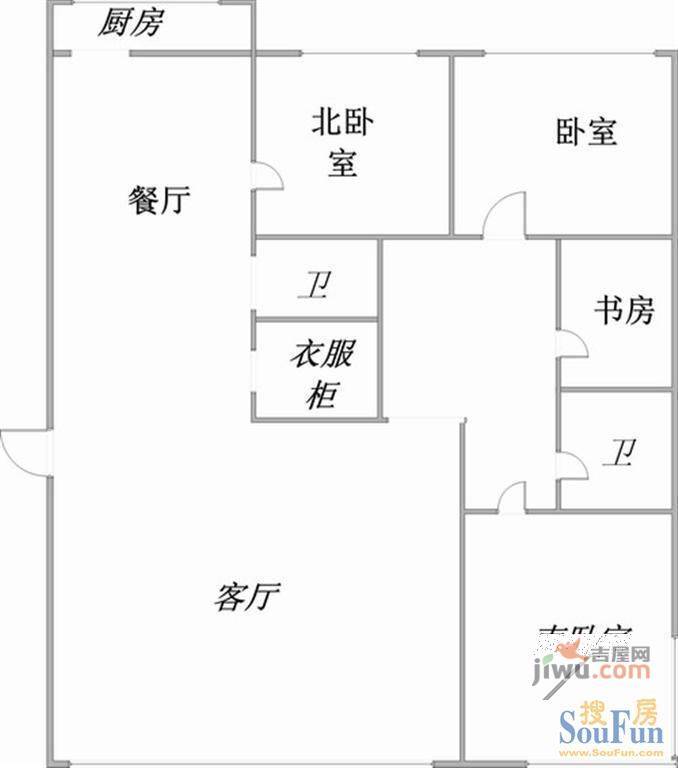 鲲鹏家园3室1厅1卫108.8㎡户型图