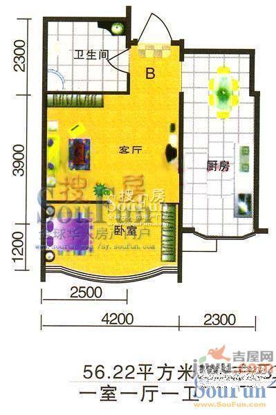 鲲鹏家园3室1厅1卫108.8㎡户型图