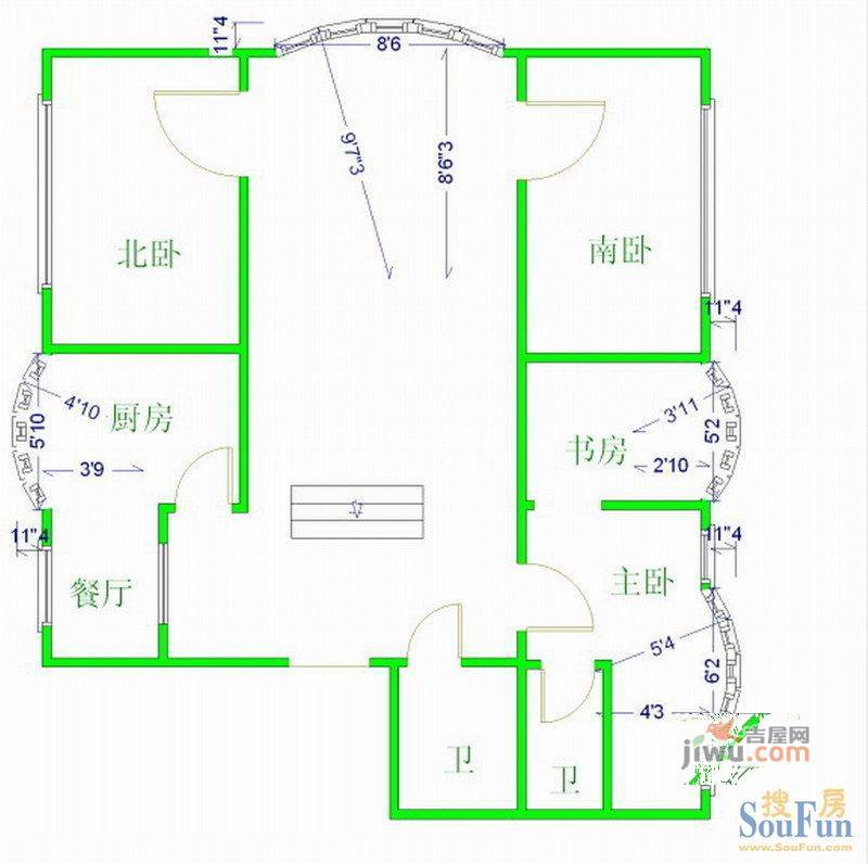 鲲鹏家园3室1厅1卫108.8㎡户型图