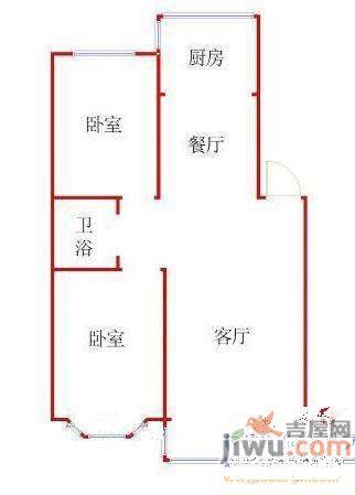 基业步云阁2室2厅1卫95㎡户型图