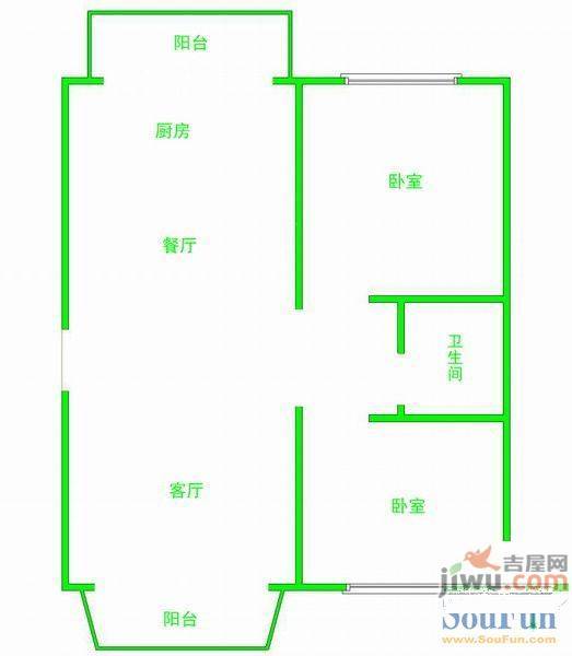 基业步云阁2室2厅1卫95㎡户型图