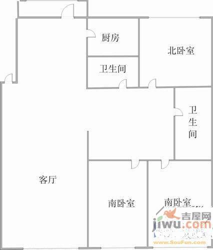 基业步云阁2室2厅1卫95㎡户型图