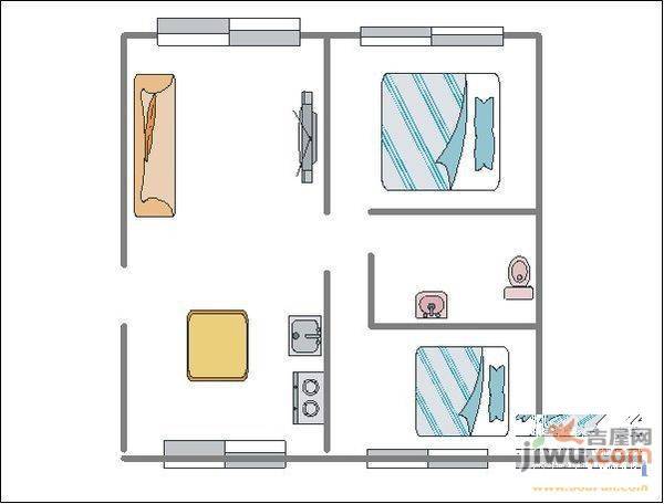 基业步云阁2室2厅1卫95㎡户型图