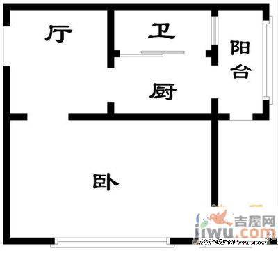 明廉小区1室1厅1卫38㎡户型图