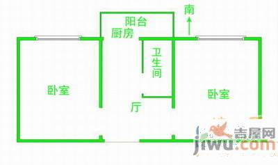 东舍宅2室1厅1卫53㎡户型图